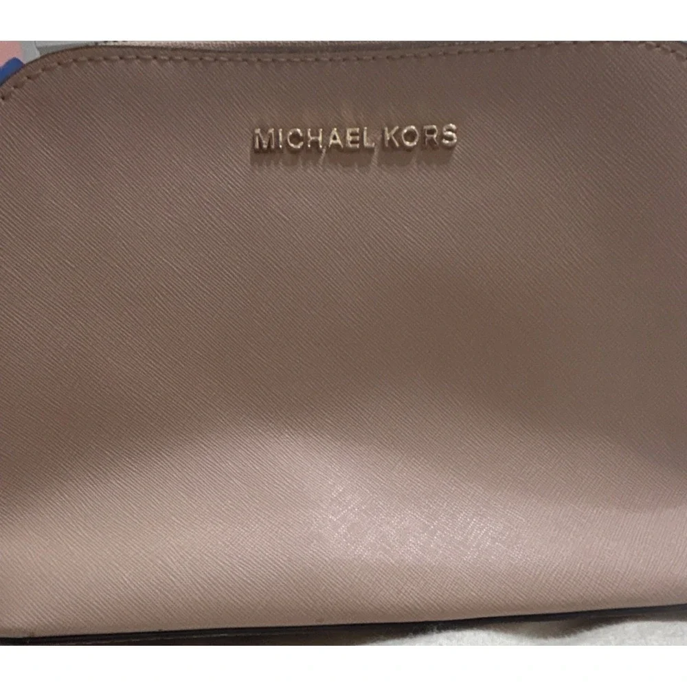 Michael Kors Women's Pink Crossbody Bag Gold Hardware Zip Closure